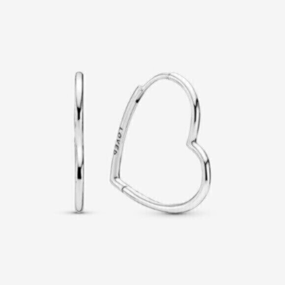 Pandora Asymmetric Hearts of Love Hoop Earrings - Picture 1 of 2
